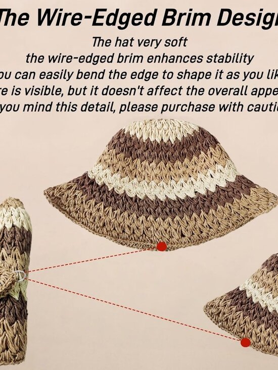 Women Foldable Summer Wide Brim Packable Sun Hat Travel Straw Fedora Hat Floral5 main image 6